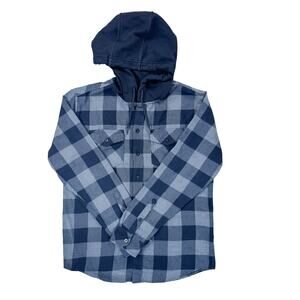 Hurley Men's Hooded Flannel Shirt - Size S, Black/Gray